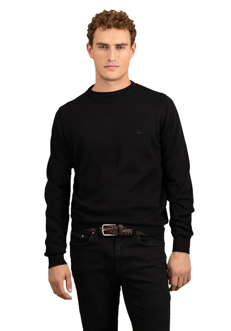 Fynch Hatton Πλεκτή μπλούζα της σειράς Superfine Cotton - 1514 210 999 Black