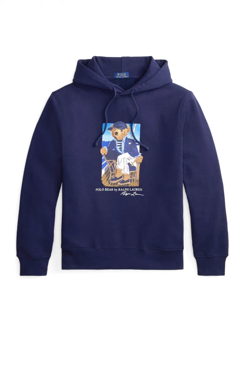 RALPH LAUREN ΦΟΥΤΕΡ HOODIE LOGO BEAR ΜΠΛΕ
