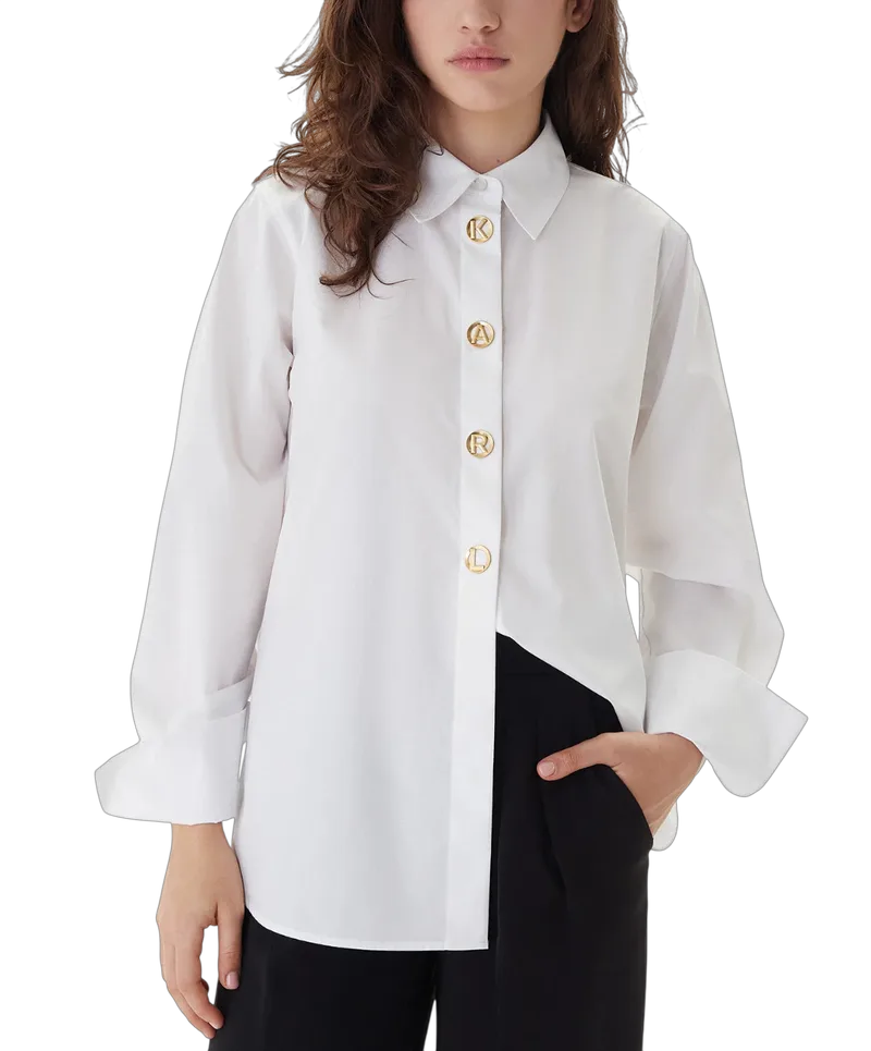 Γυναικείο Πουκάμισο Λευκό Karl Lagerfeld B1W11012-100 WHITE