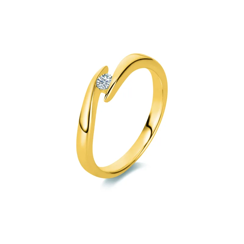Diamond Group Μονόπετρο Δαχτυλίδι με Διαμάντι Brilliant από Κίτρινο Χρυσό 18 Καρατίων DDX412