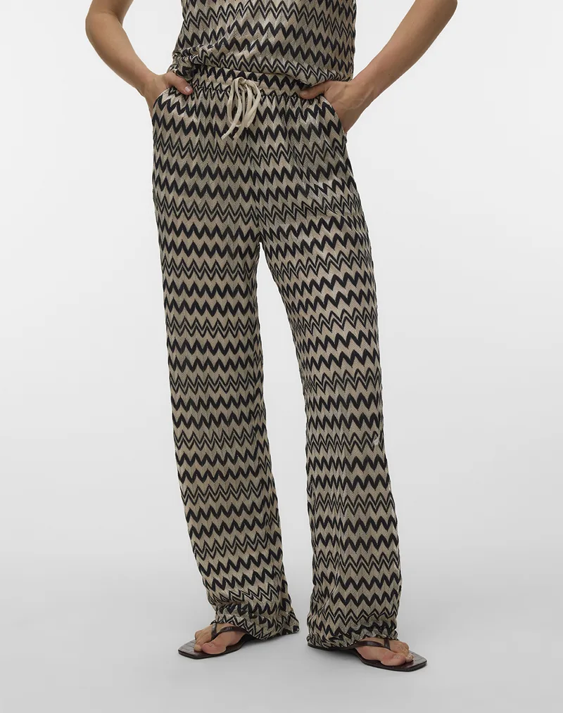 VERO MODA VMVIOLA HW WIDE PANTS JRS 10344302-BlackCement Mixed