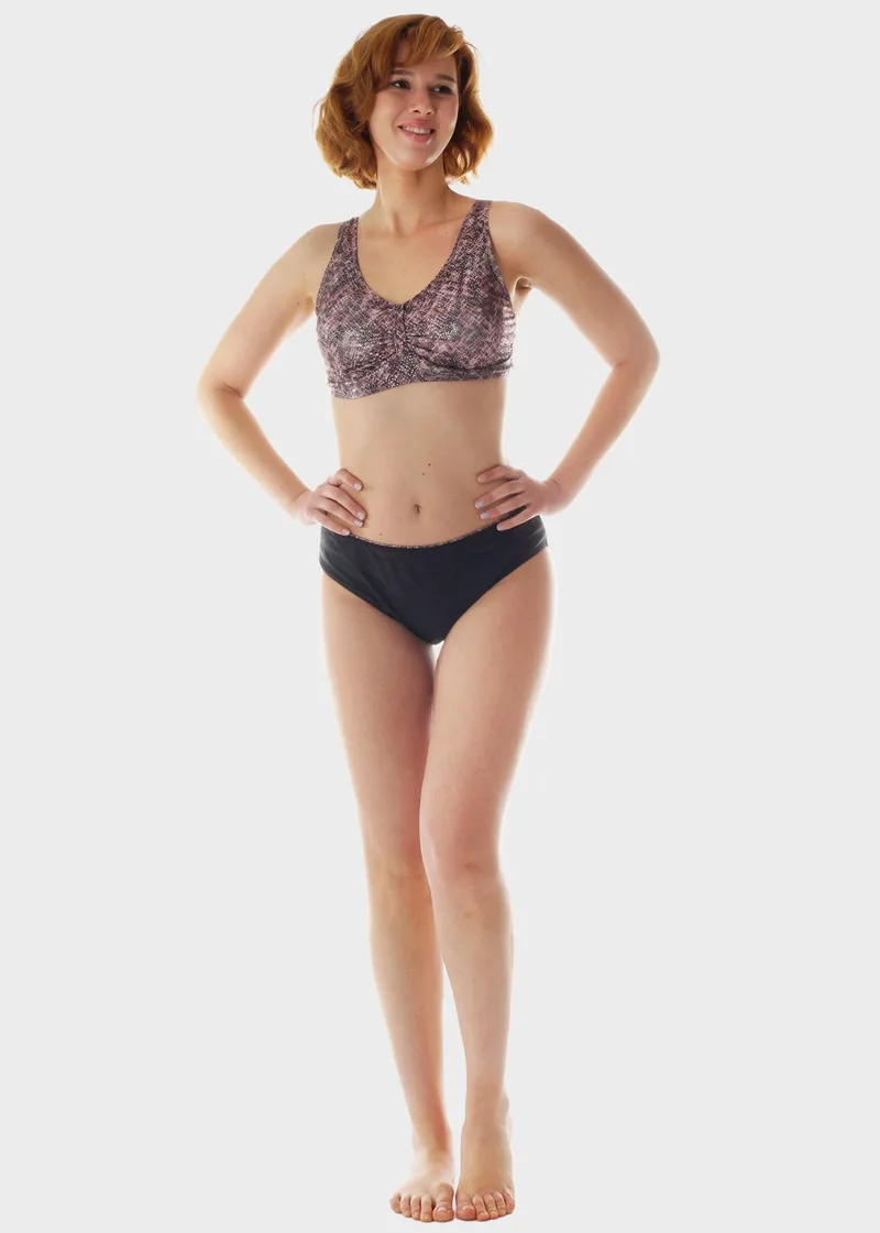 Γυναικείο σετ μαγιό bikini all print bra αποσπώμενη επένδυση slip κανονική γραμμή.Καλύπτει D Cup COPPER