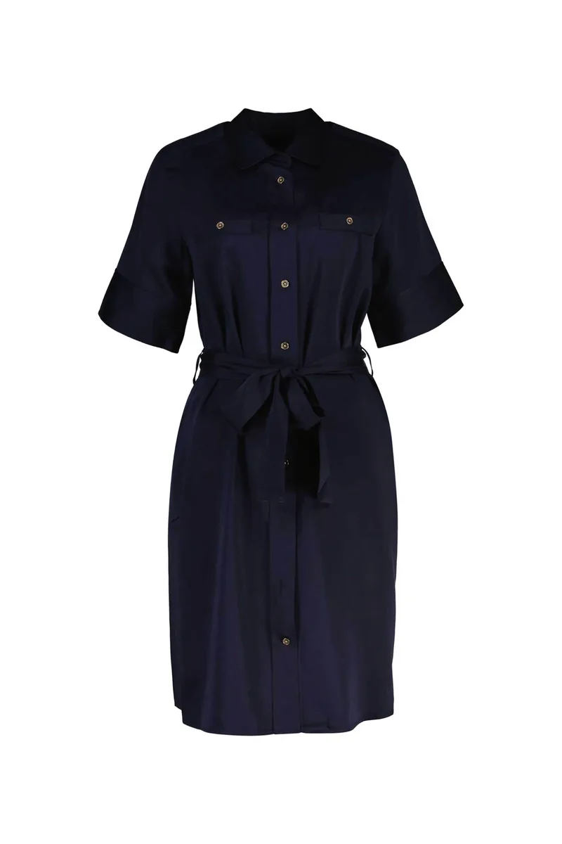 Gant γυναικείο midi φόρεμα σεμιζιέ με ζώνη Regular Fit - 4503532 Μπλε Σκούρο