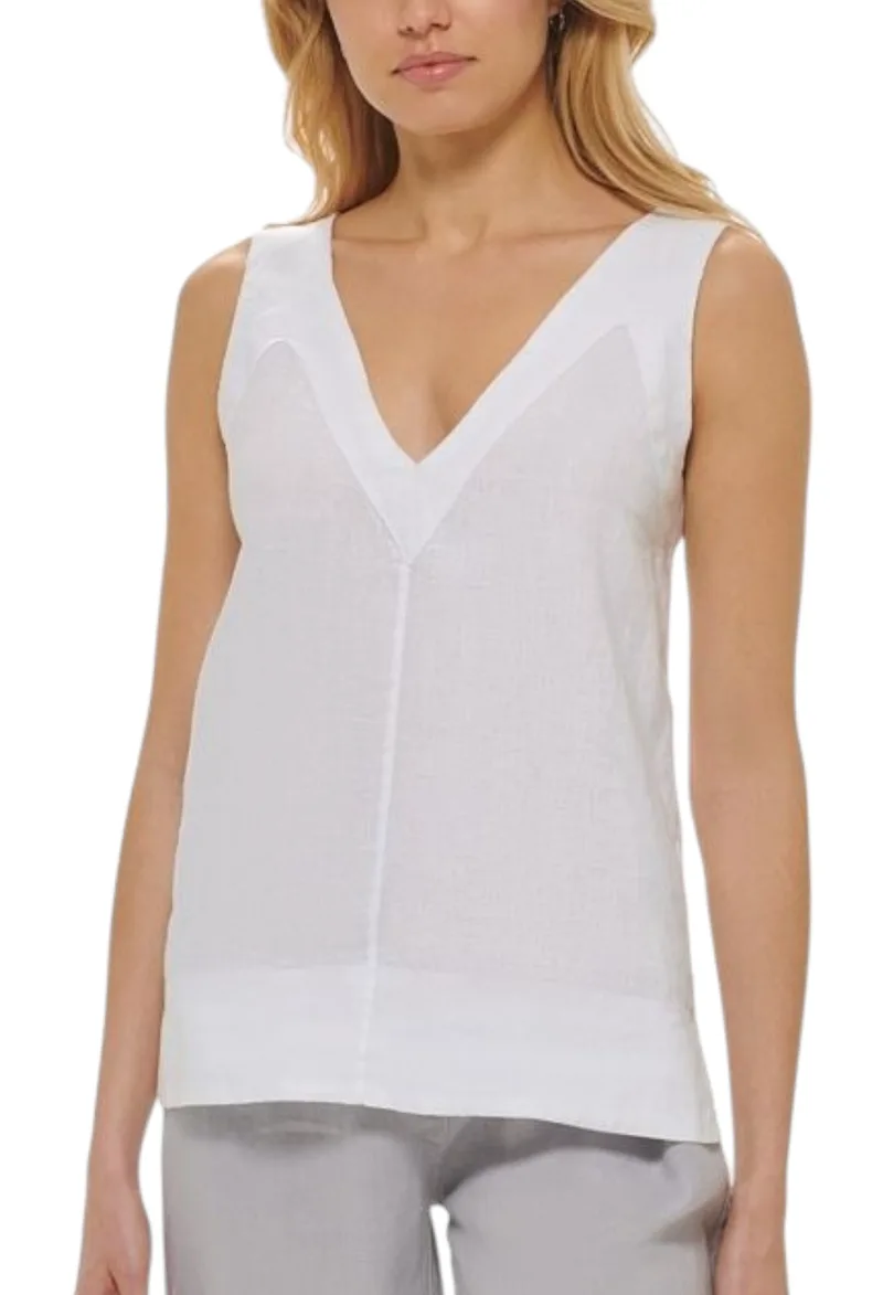 Μπλούζα Αμάνικη DKNY Με Λαιμό V P2RA7L58-WHT Γυναικείο