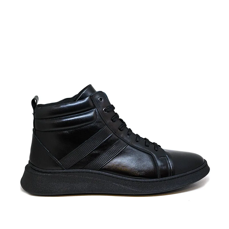 Bigshoes KL20255-01 Δερμάτινο Casual Μποτάκι Μαύρο