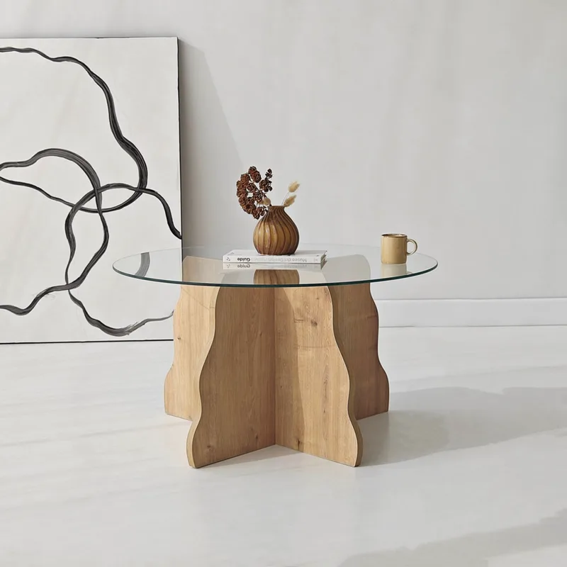 Τραπεζάκι Σαλονιού Butterfly - Sapphire Oak, Transparent 552Nos1484 (75x40x75 cm)