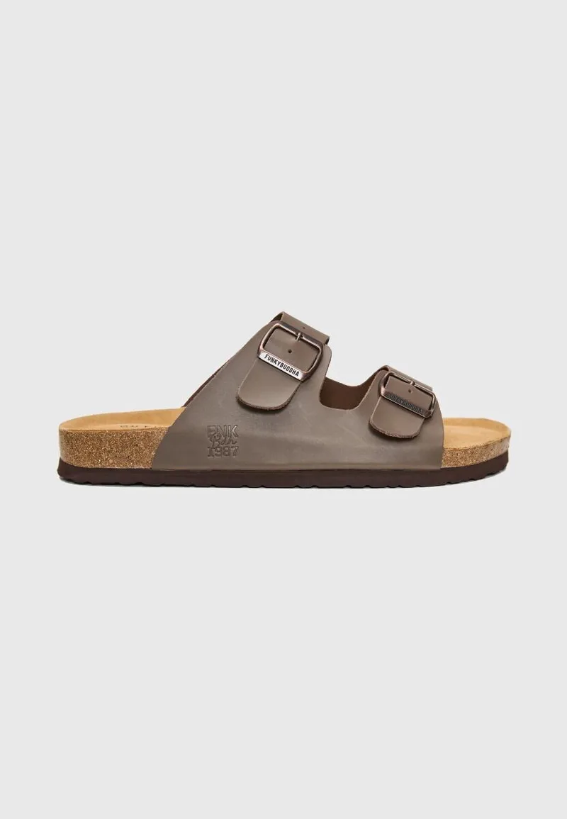Funky Buddha Ανδρικά Δερμάτινα Σανδάλια FBM013-004-08 Χακί