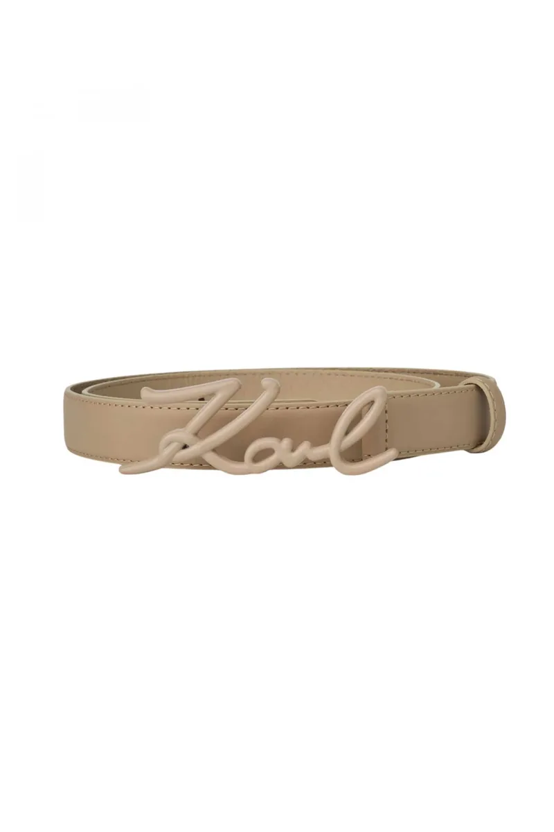 Karl Lagerfeld γυναικεία δερμάτινη ζώνη με λογότυπο "Signature" - B2W33036 Μπεζ