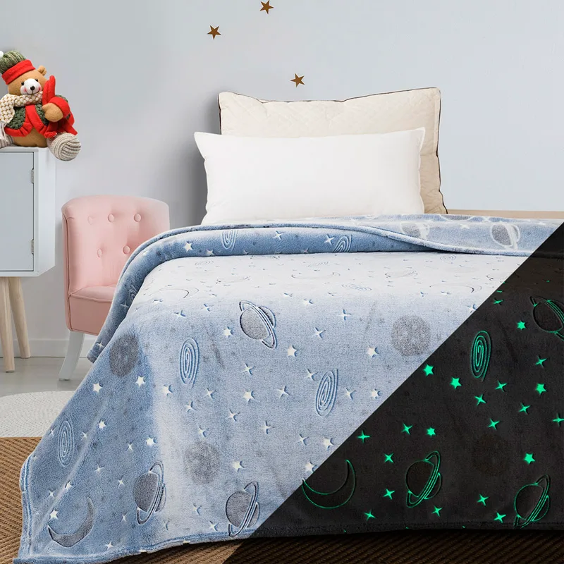 Φωσφοριζέ Κουβέρτα Fleece Μονή 160x220 Beauty Home 6250 Planets 160x220