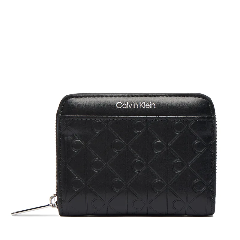 Πορτοφόλι Calvin Klein Emblem Aop Embossed Zip Around LV04F1081G Μαύρο