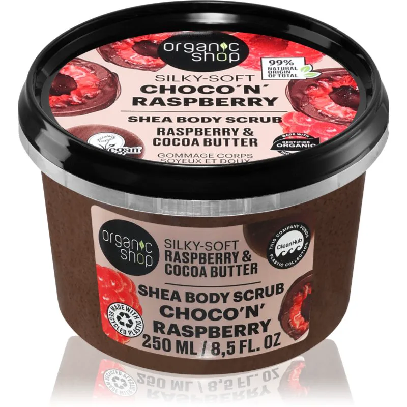 Organic Shop Choco'n'Raspberry απαλό Scrub σώματος με βούτυρο καριτέ 250 ml