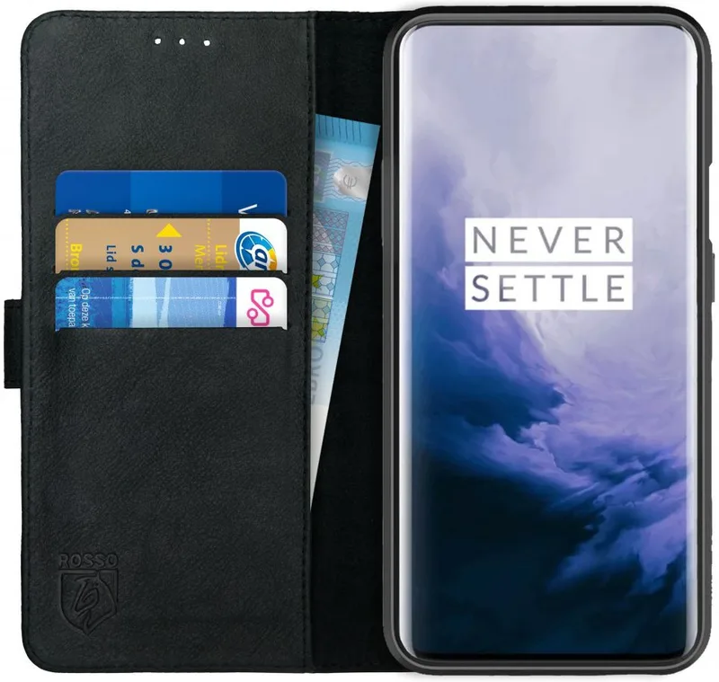 Κόκκινο Deluxe Δερμάτινη Θήκη Πορτοφόλι OnePlus 7 Pro - Black (8719246185526)