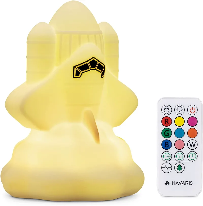 Navaris Led Silicone Night Light - Παιδικό Επαναφορτιζόμενο Φωτάκι Νυκτός LED από Σιλικόνη με RGB / Αισθητήρα Αφής & Τηλεχειριστήριο - Space Rocket (58847.01)