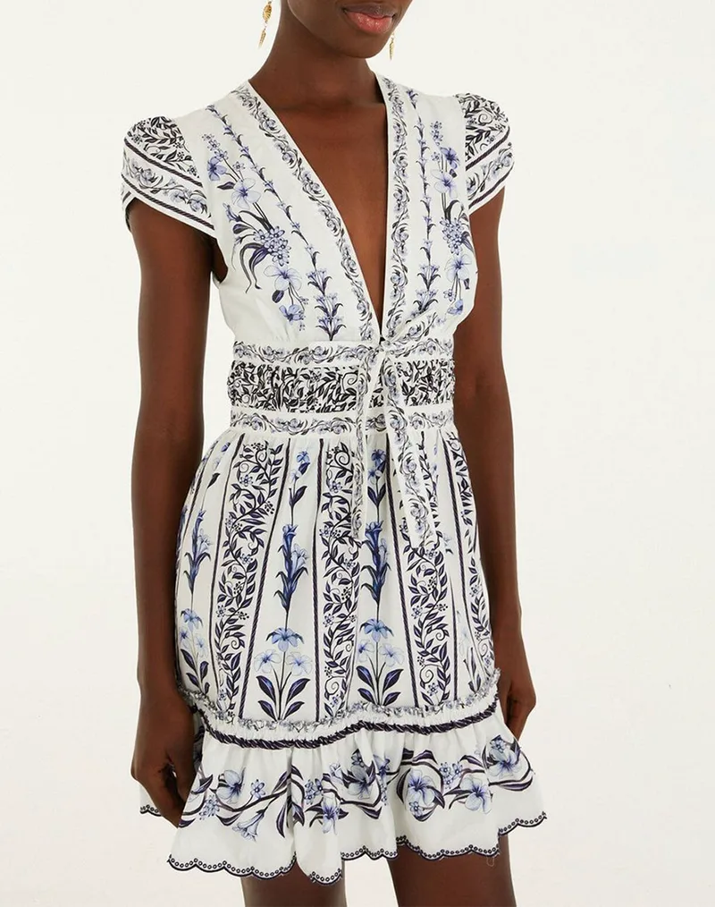 FARM RIO FLOWERS ARCH OFF-WHITE MINI DRESS-FLOWERS ARCH OFF-WHITE 356827-25208-25208 OffWhite