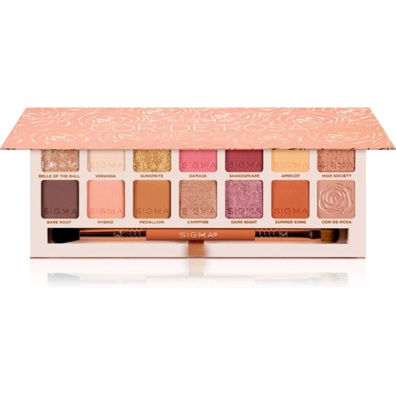 Sigma Beauty Cor-de-Rosa Eyeshadow Palette παλέτα με σκιές ματιών με βούρτσα 16.24 γρ