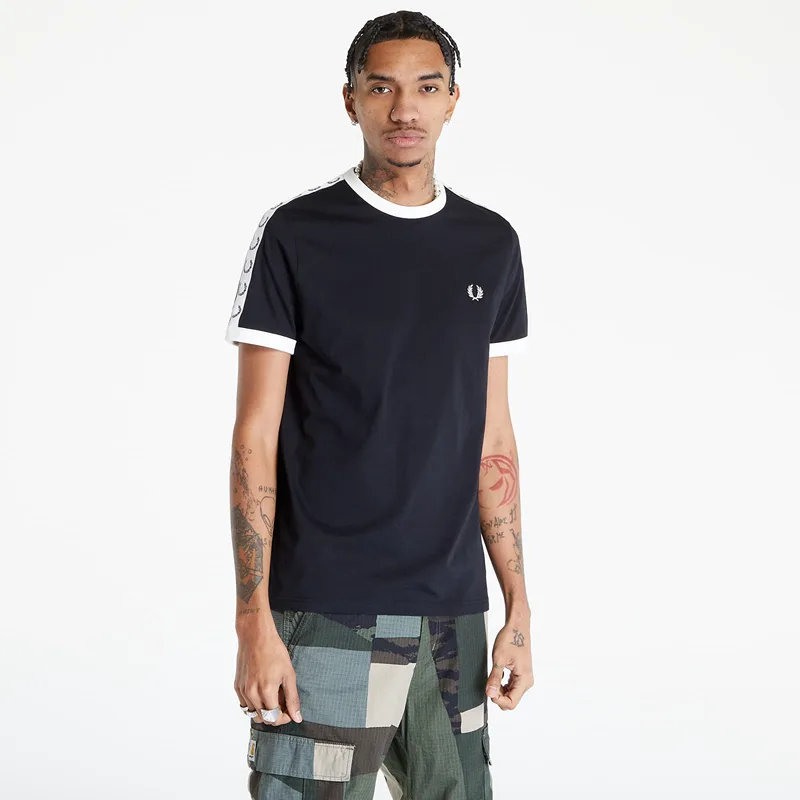 T-shirt FRED PERRY Taped Ringer T-shirt Black XL