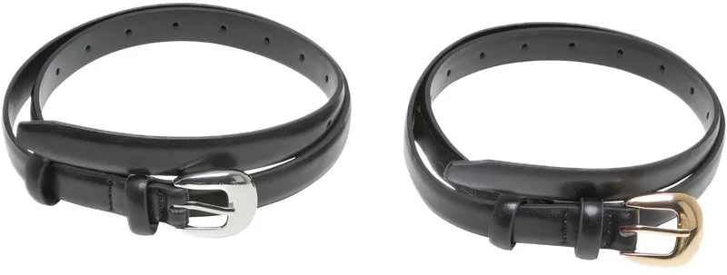 Chunky Buckle Slim Belt 2-Pack Urban Classics TB7208A-17833 black/silver+black/gold
