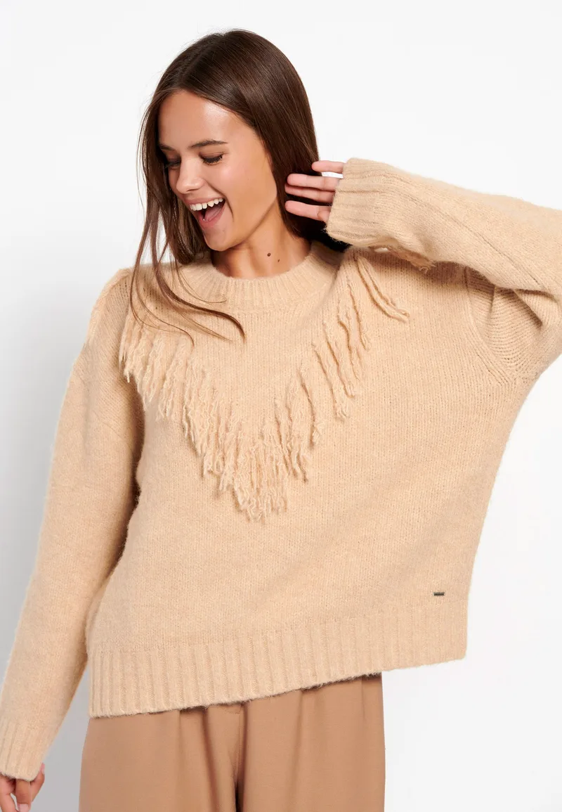 Oversized boho πλεκτή μπλούζα