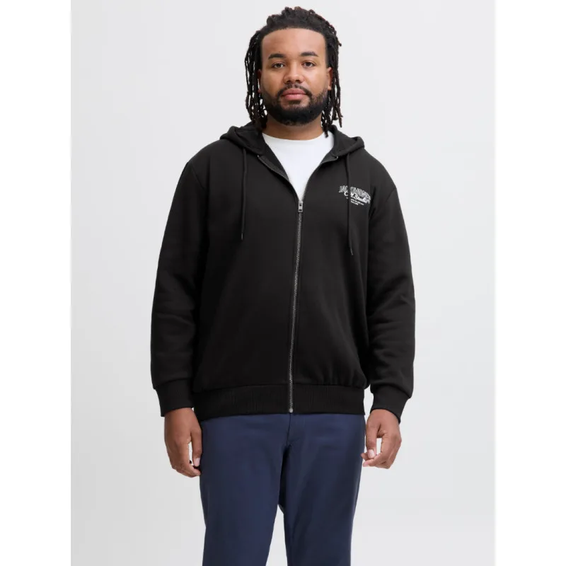 Ζακέτα φούτερ "Makoto Sweat Zip Hood" με μεταξοτυπία,by Jack & Jones +Fit - Black