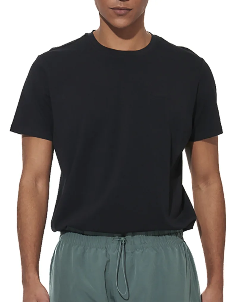 BODY ACTION MEN''S SLIM FIT STRETCH JERSEY T-SHIRT 053625-01-BLACK Black