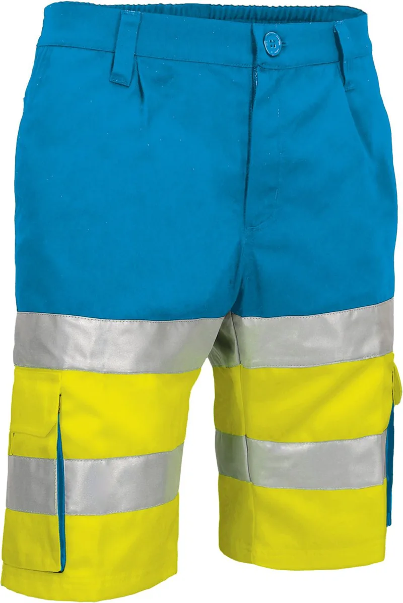 Hi-Vis βερμούδα BRANDON Valento BEVABRAAL Fluo Yellow-Tropical Blue