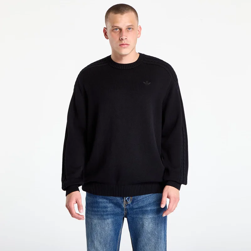 Πουλόβερ adidas Premium Essentials Knit Crewneck Black/ Semi Lucid Fuchsia XXL