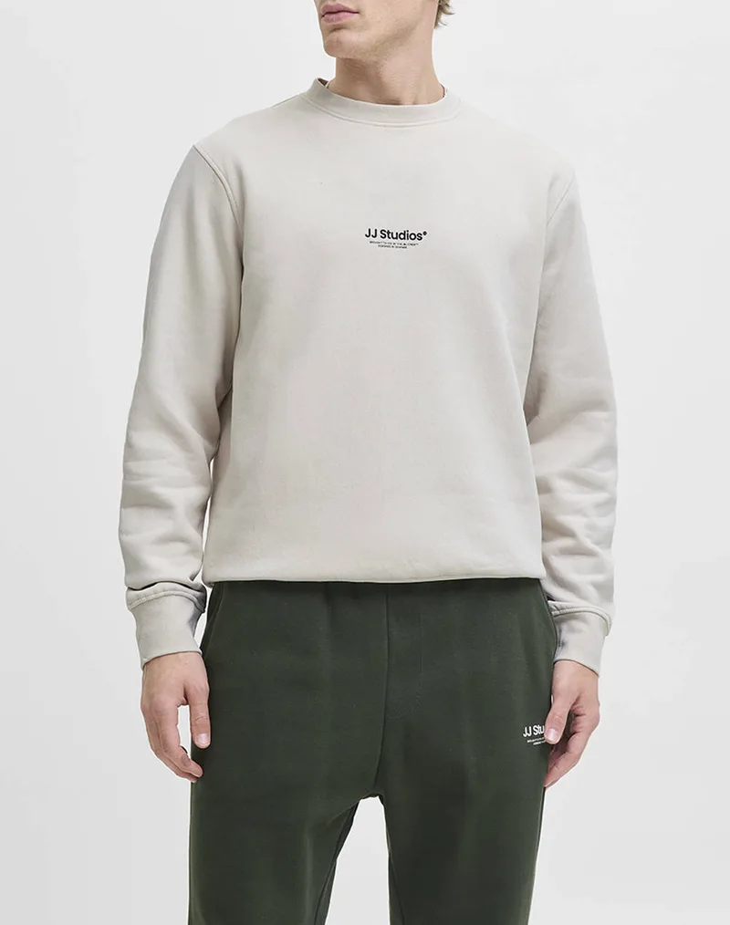 JACK&JONES JJESOHO SWEAT CREW NECK NOOS 12278791-Moonbeam LightGray