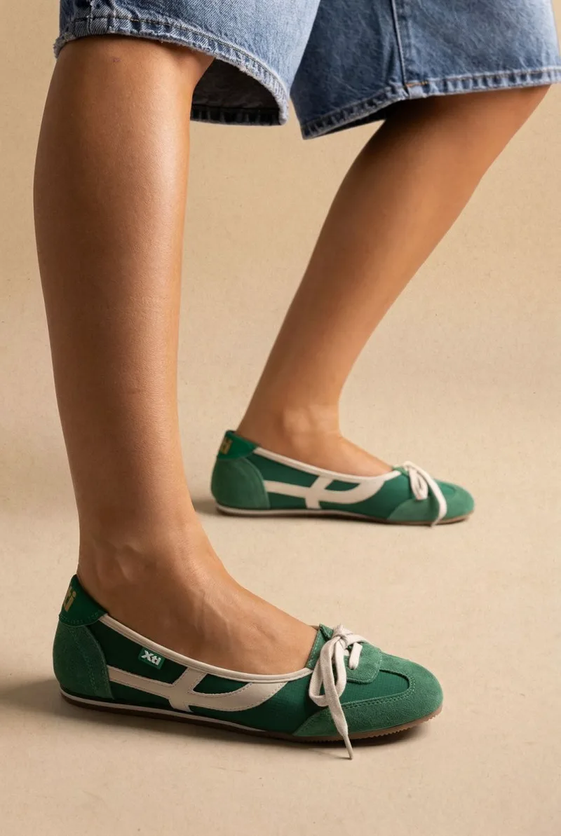 Xti Footwear Sport Ballet Flats - 145227 - Green Suede