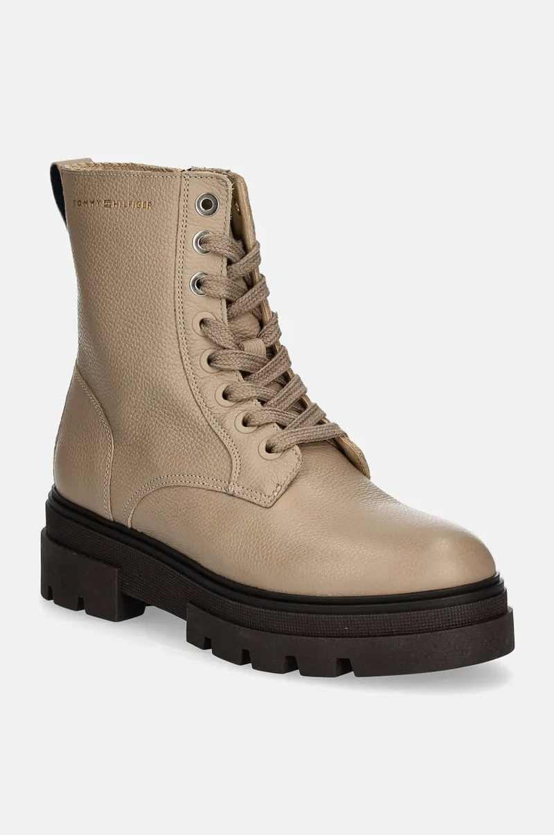 Δερμάτινες μπότες Tommy Hilfiger BICOLOR LEATHER LACE-UP