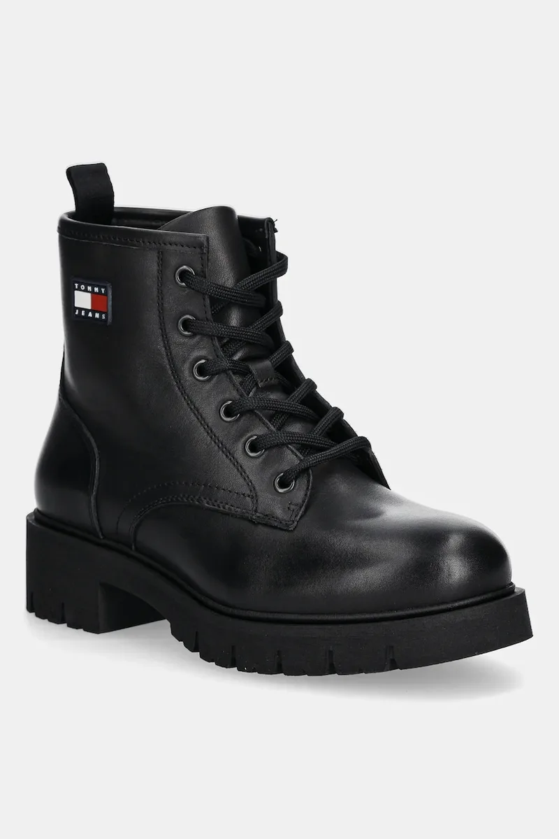 Tommy Jeans Δερμάτινες μπότες Tommy Jeans TJW LACE UP LEATHER BOOT
