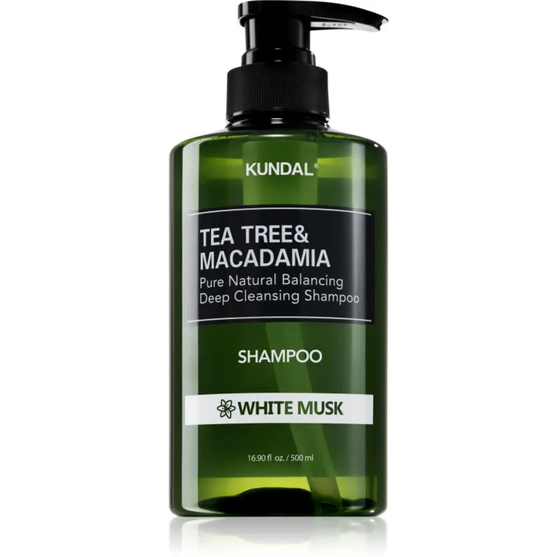 KUNDAL Tea Tree & Macadamia White Musk σαμπουάν για βαθύ καθαρισμό με αναζωογονητική δράση 500 ml