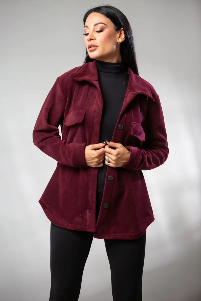 ΠΟΥΚΑΜΙΣΟ ΜΕ ΤΣΕΠΕΣ FLEECE Μπορντό