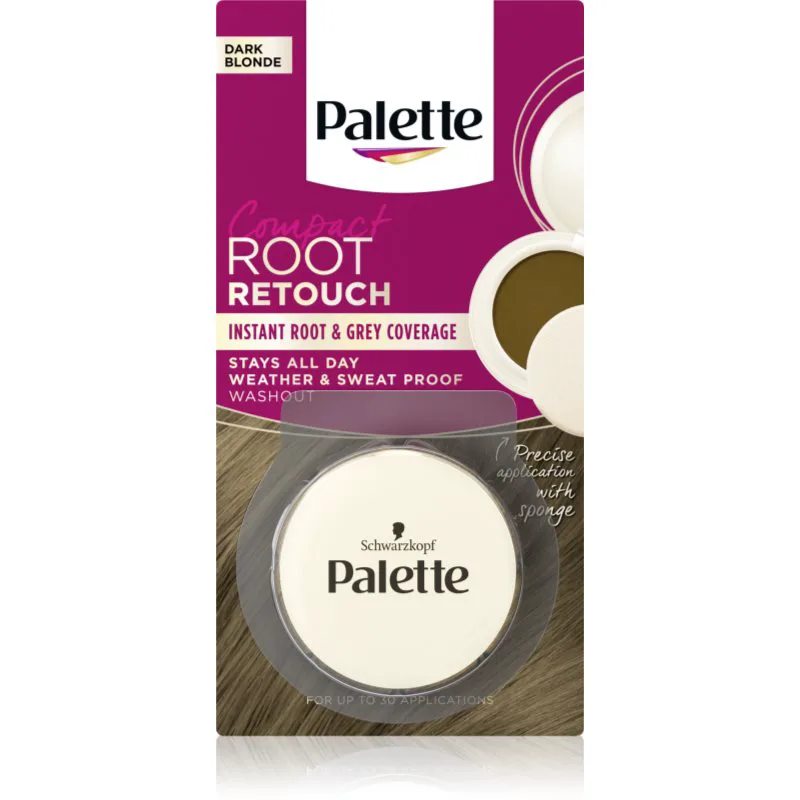 Schwarzkopf Palette Compact Root Retouch διορθωτής μαλλιών για ρίζα και γκρίζα μαλλιά με πουδρένιο- αποτέλεσμα απόχρωση Dark Blonde 3 γρ