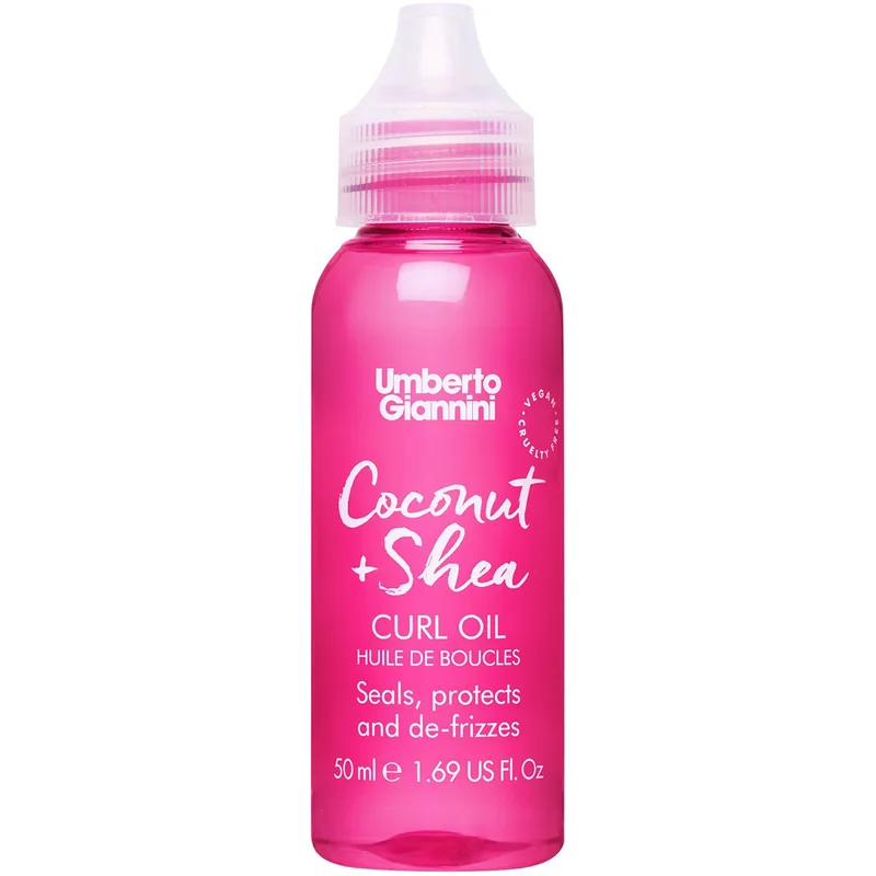 Umberto Giannini Coconut & Shea Curl Oil Εξαιρετικά Ελαφρύ Έλαιο με Λάδι Καρύδας, Βούτυρο Καριτέ & Ελαιόλαδο για Προστασία της Τρίχας από το Σπάσιμο & τις Εξωτερικές Φθορές, Ιδανικό για Κυματιστά Μαλλιά ή με Μπούκλες 50ml