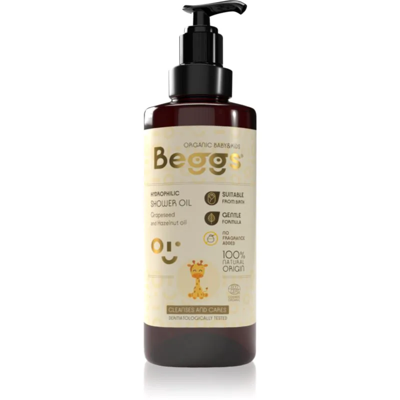 Beggs Organic Baby & Kids Hydrophilic Shower Oil λάδι πλυσίματος για παιδιά από τη γέννηση 200 ml