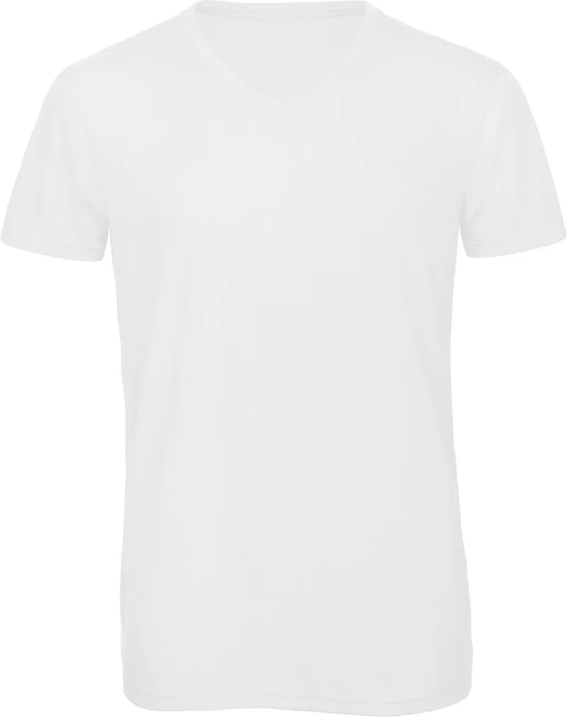 V Neck T-Shirt Triblend B & C V TM057 White