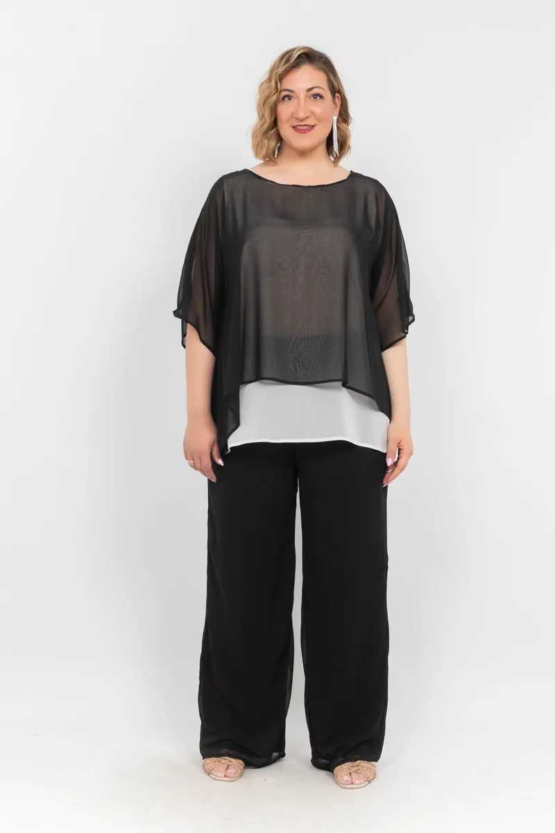 ΜΠΛΟΥΖΑ PLUS SIZE ΜΟΥΣΕΛΙΝΑ ΔΙΠΛΗ ΜΑΥΡΗ ΜΑΥΡΟ