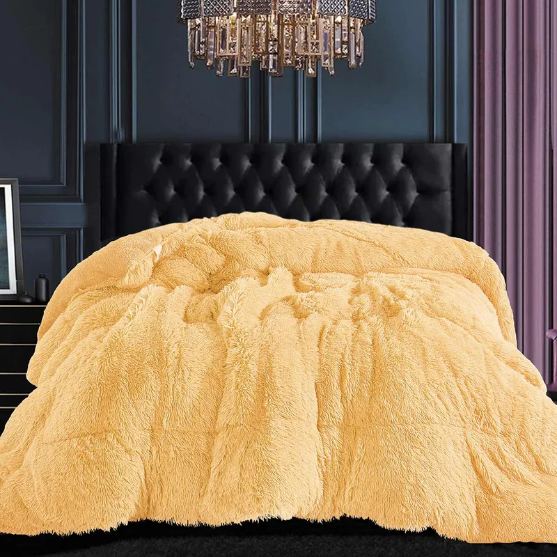 Γούνινο Κουβερτοπάπλωμα Μονό (170x220) Silk Fashion Malliaro Χρυσό