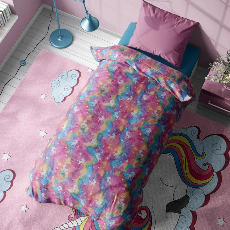 Φωσφοριζέ Κουβέρτα Fleece Μονή 160x220 Dimcol Unicorn Ροζ 160x220