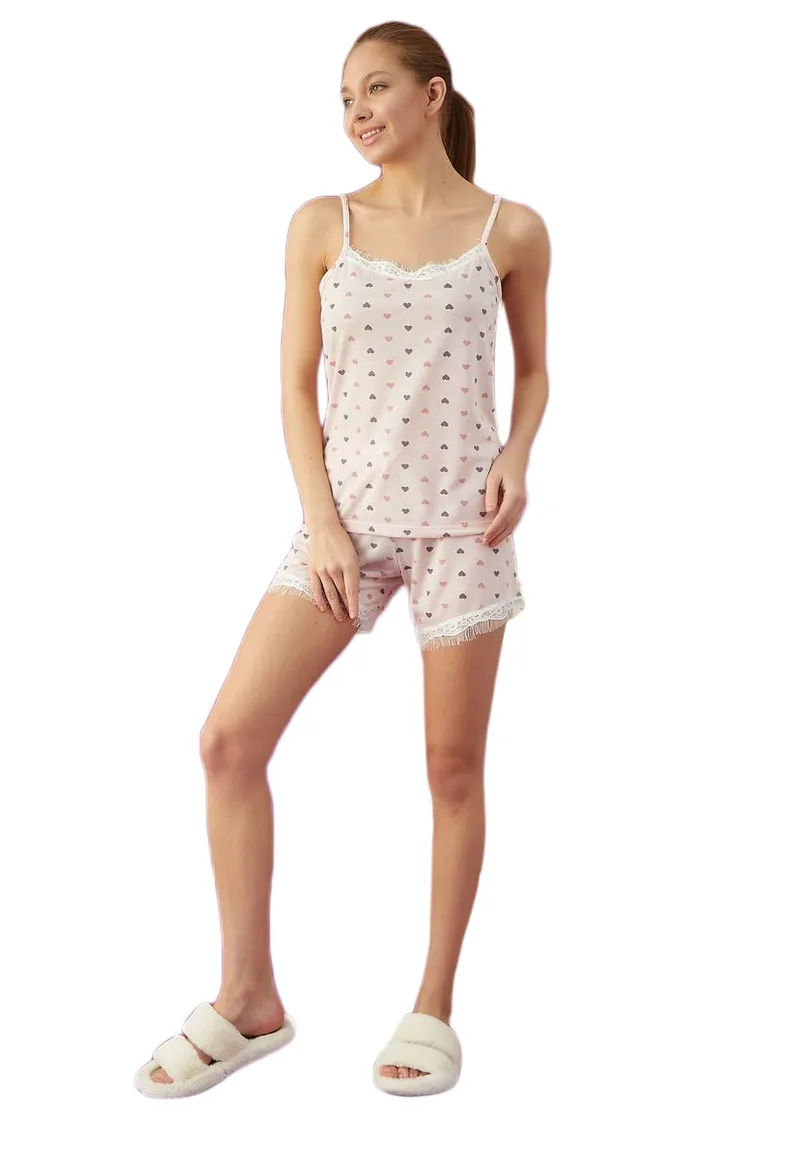 Πιτζάμα γυναικεία Eliz με σορτσάκι Viscose Hearts Ροζ 3601A22