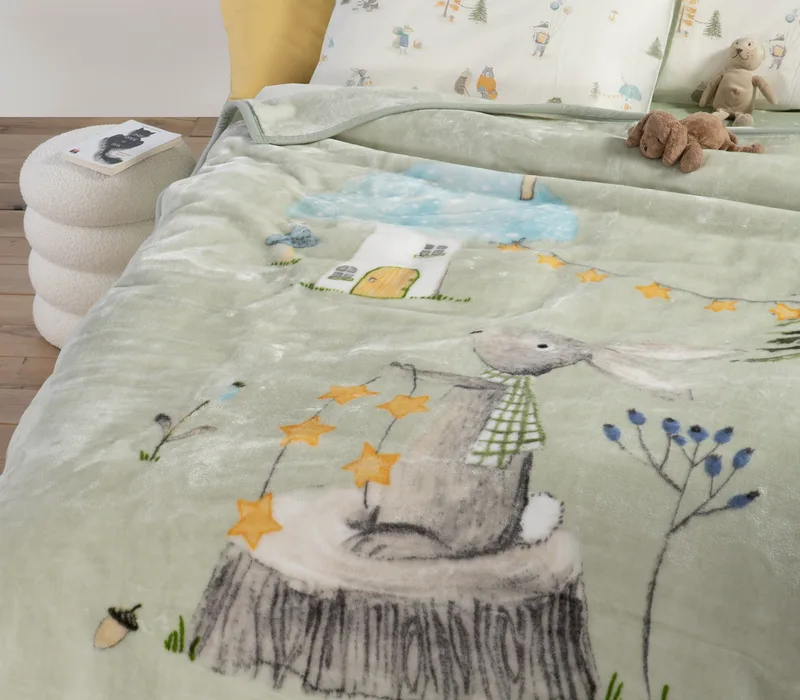 Παιδική Κουβέρτα Nef-Nef Woodland Party Pistachio 160x220
