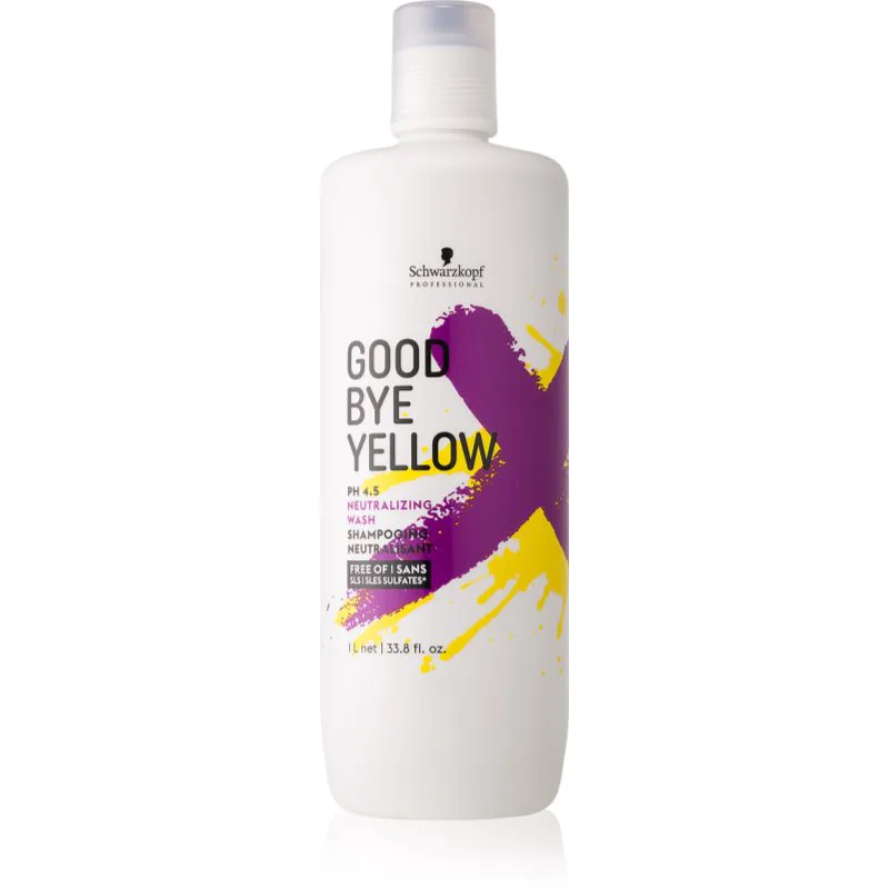 Schwarzkopf Professional Goodbye Yellow σαμπουάν που εξουδετερώνει τους κίτρινους τόνους για βαμμένα και με ανταύγειες μαλλιά 1000 ml