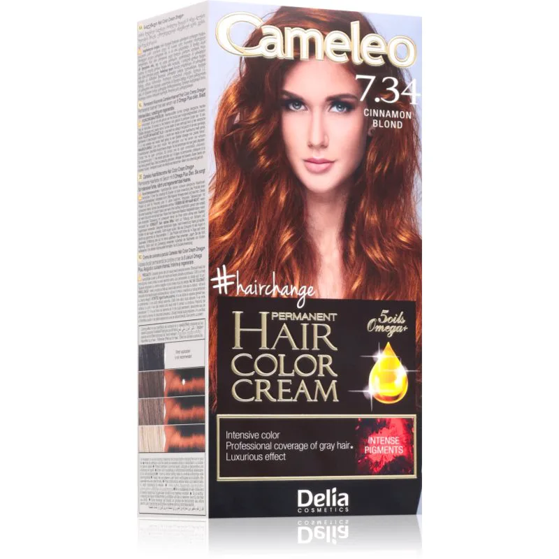 Delia Cosmetics Cameleo Omega μόνιμη βαφή μαλλιών απόχρωση 7.34 Cinnamon Blond 1 τμχ