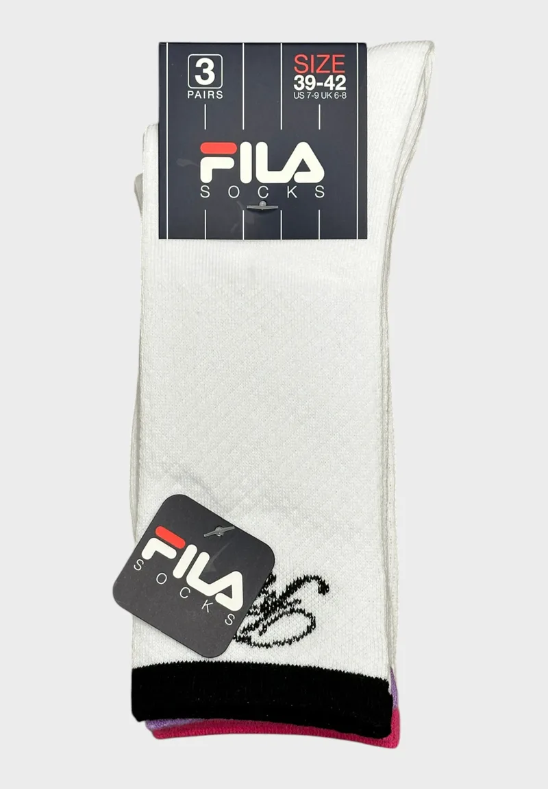 Fila Γυναικείες Κάλτσες 3Pack White Logo Mix F5803-300-Λευκό
