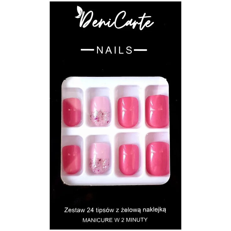 Deni Carte Tipsy Square Deep Pink False Nail Set | Intense pink