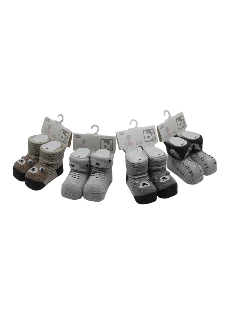 Καλτσάκια bebe Unisex Animal Faces B Baby 68383-Γκρι Μελανζέ