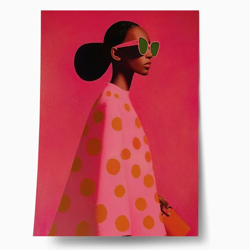 Poster AFROCENTRIC WOMAN IN PINK DOTTED DRESS