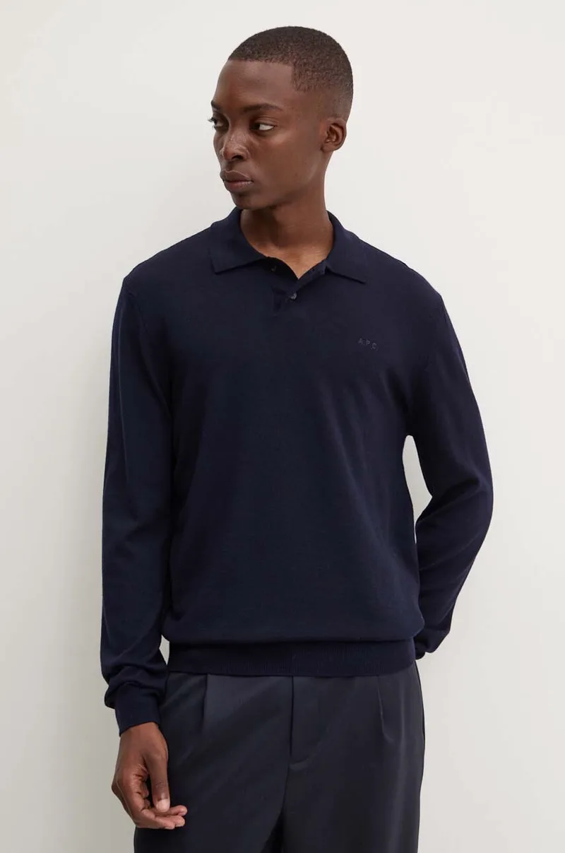 Μάλλινο πουλόβερ A.P.C. polo jacob logo