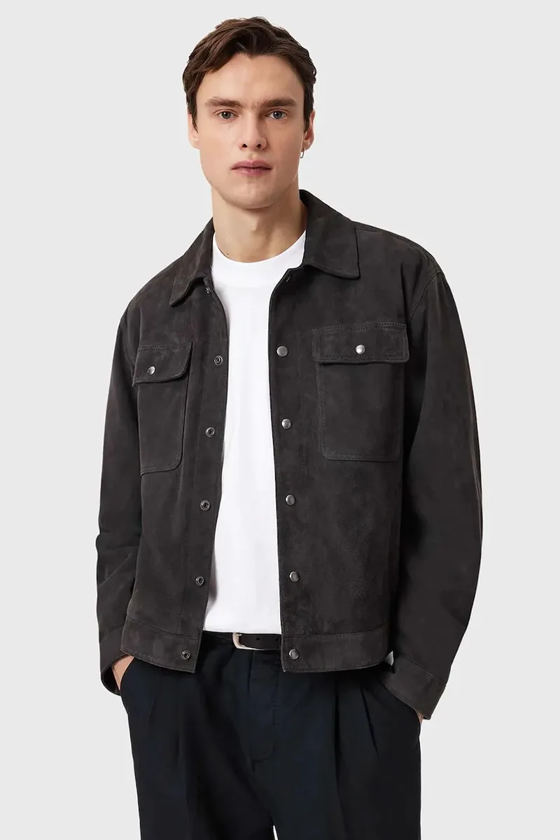 AllSaints μπουφάν ανδρικό από δέρμα σουέτ SHELTON