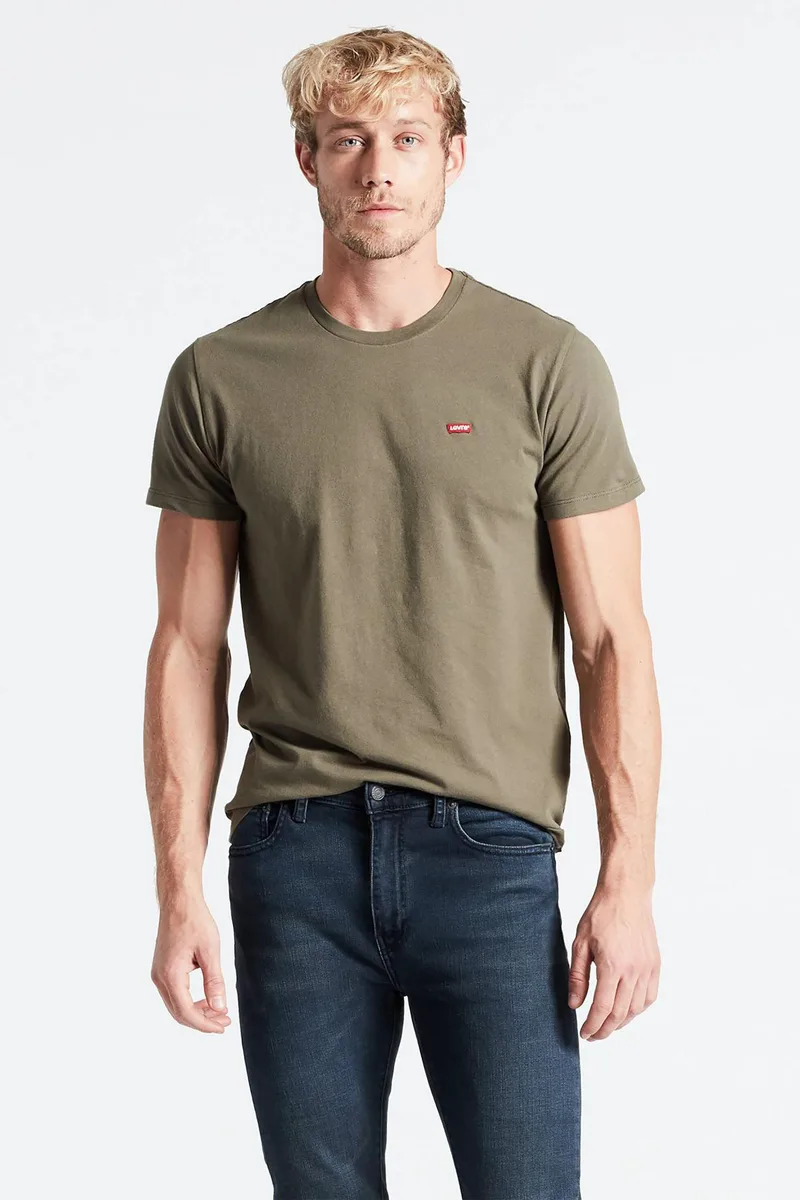 Levi's® ανδρικό T-shirt μονόχρωμο με λογότυπο Regular Fit "Original Housemark" - 566050021 Λαδί